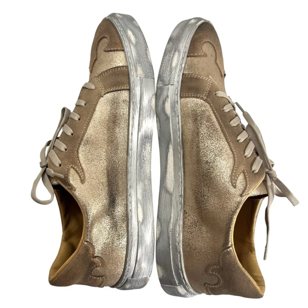 Dingo Playdate Leather Sneakers Tan and Blue Star Sneakers
